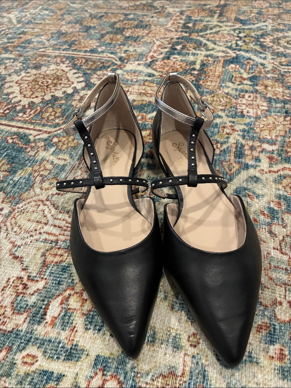 Seychelles Pointed-Toe Studded Flats
